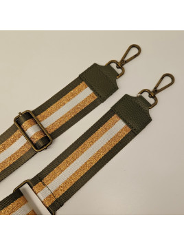 bandoulières kaki dore